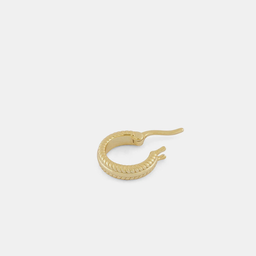 Gold Cable Hoop Earring 6 Gold Cable Hoop Earring - Image 4