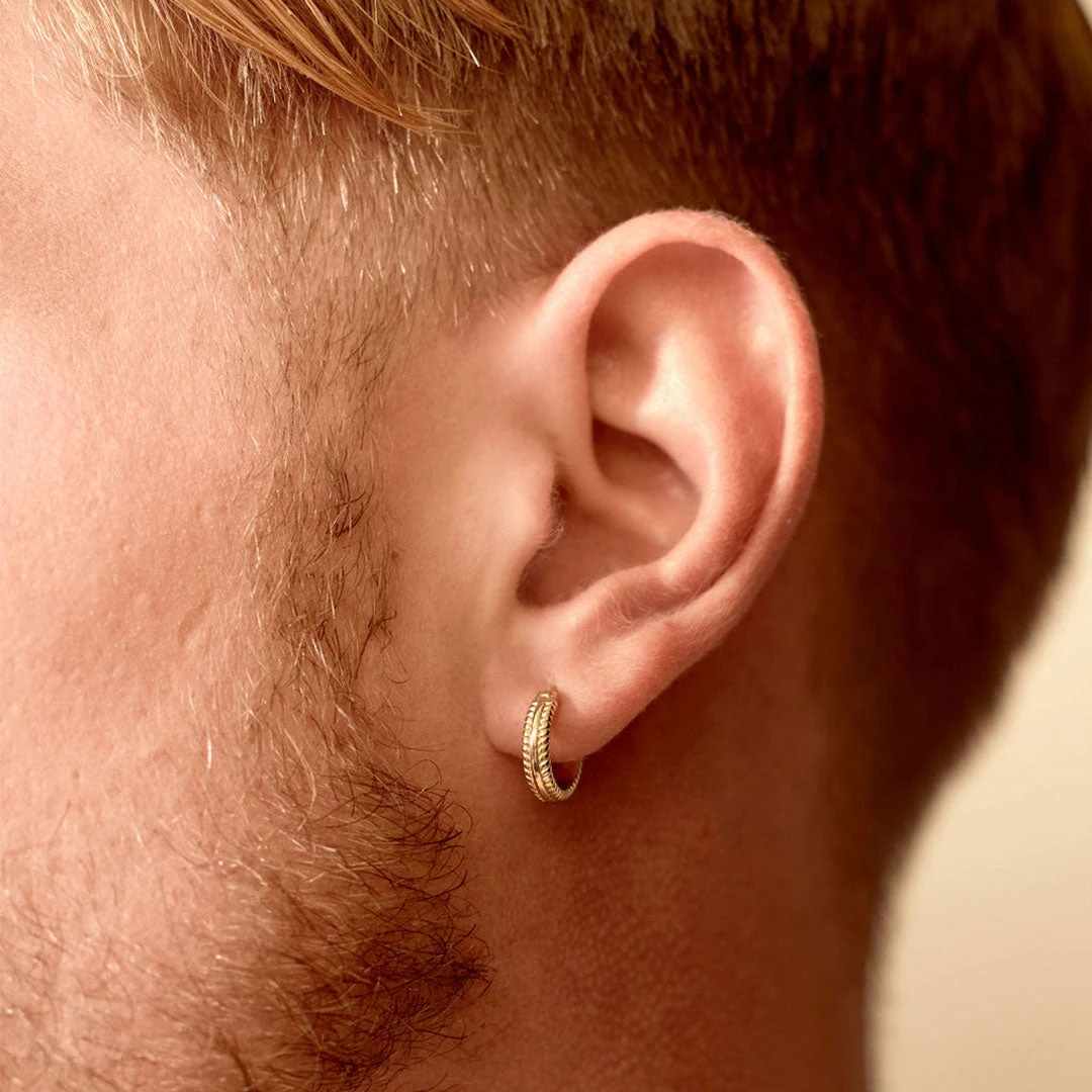 Gold Cable Hoop Earring 9 Gold Cable Hoop Earring - Image 7