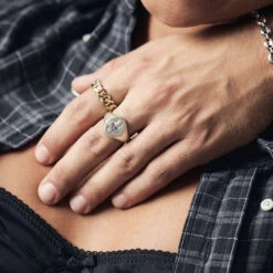 Gold Cuban Link Ring 17 Gold Cuban Link Ring -SERGE DENIMES Shop Gold Cuban Link Ring