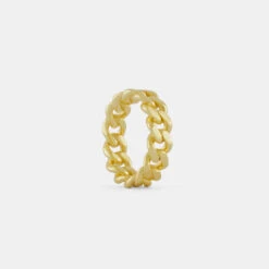 Gold Cuban Link Ring 14 Gold Cuban Link Ring -SERGE DENIMES Shop Gold Cuban Link Ring White 2
