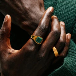 Gold Brushed Rectangle Ring 14 Gold Brushed Rectangle Ring -SERGE DENIMES Shop Gold Cushion Malachite Ring Gold Brushed Rectangle Ring2 c628fbbc 0210 42c0 8b66 94873088fe95