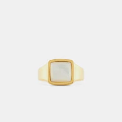Gold Cushion Mother Of Pearl Ring 12 Gold Cushion Mother Of Pearl Ring -SERGE DENIMES Shop Gold Cushion Mother of Pearl Ring Product Shot 2 Grey ad81b4d4 0f51 4f17 951b a2cb85409905