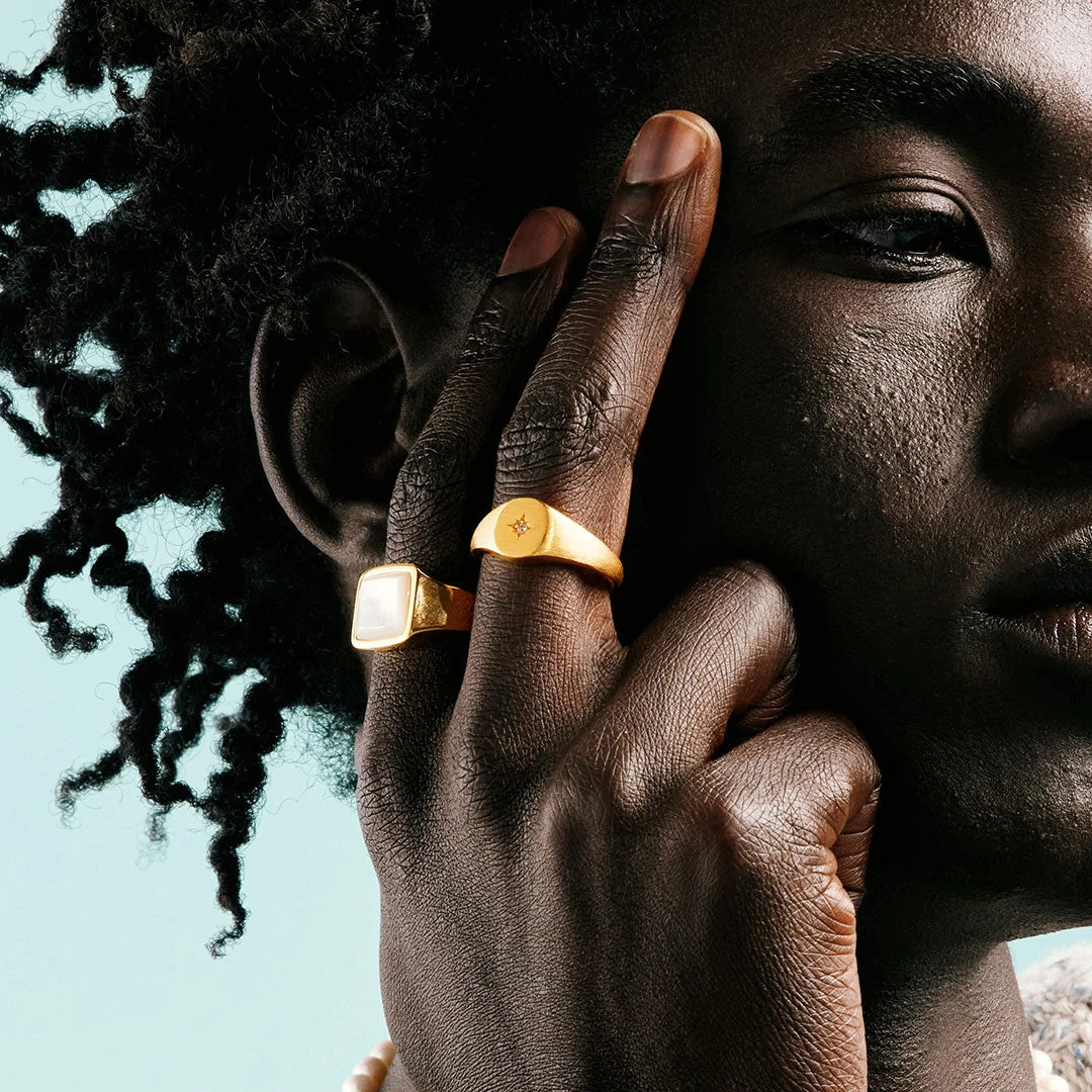 Gold Cushion Mother Of Pearl Ring 7 Gold Cushion Mother Of Pearl Ring - Image 5