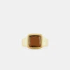 Gold Cushion Tigers Eye Ring 2 Gold Cushion Tigers Eye Ring -SERGE DENIMES Shop Gold Cushion Tigers Eye Ring Product Shot 2 Grey