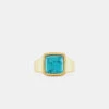 Gold Cushion Turquoise Ring -SERGE DENIMES Shop Gold Cushion Turquoise Ring Product Shot 2 Grey