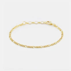 Gold Figaro Bracelet 15 Gold Figaro Bracelet -SERGE DENIMES Shop Gold Figaro Bracelet Product Shot 3 Grey