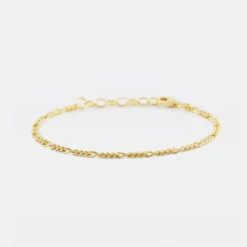 Gold Figaro Bracelet 13 Gold Figaro Bracelet -SERGE DENIMES Shop Gold Figaro Bracelet Product Shot Grey