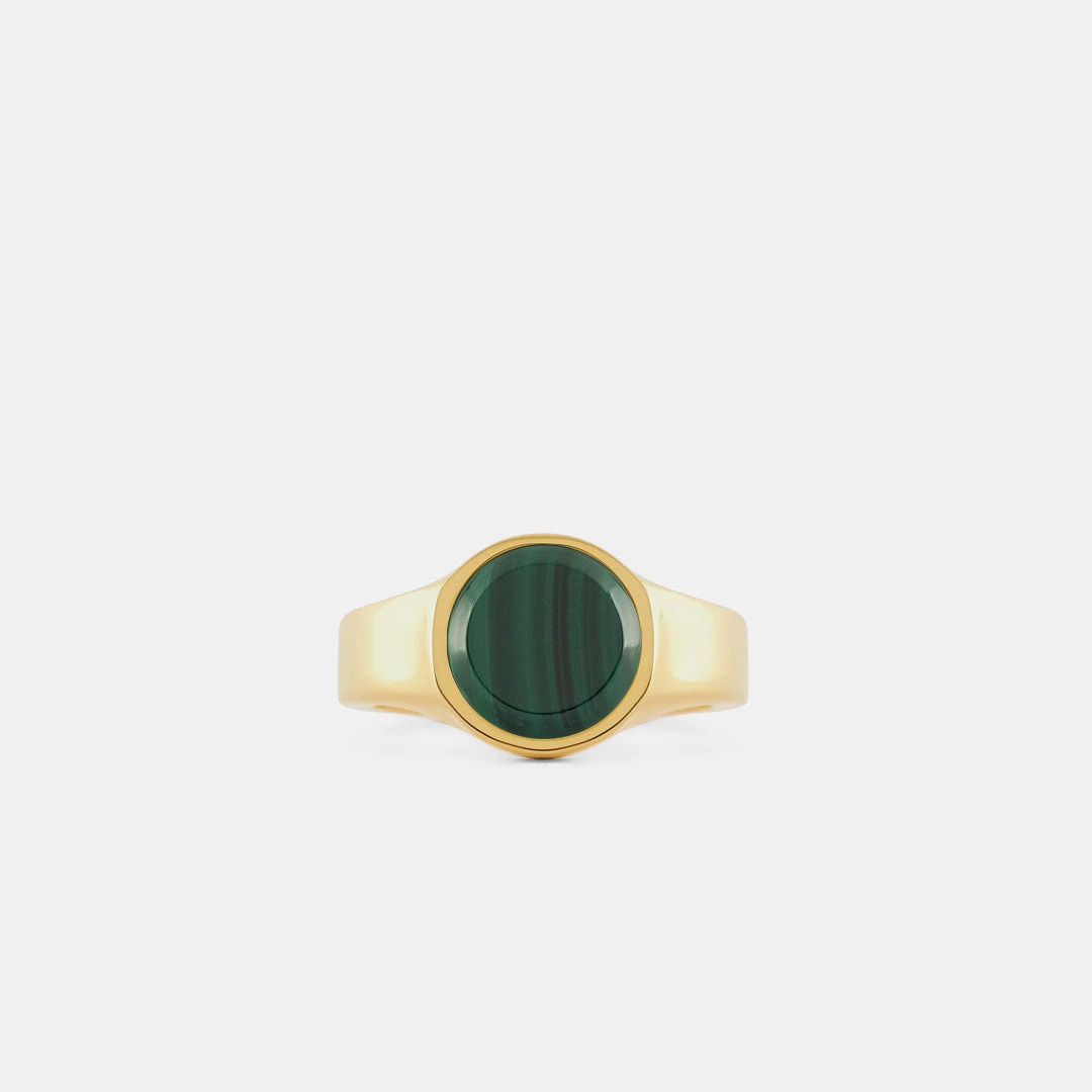 Gold Round Malachite Ring 3 Gold Round Malachite Ring