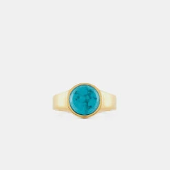 Gold Round Turquoise Ring 12 Gold Round Turquoise Ring -SERGE DENIMES Shop Gold Round Turquoise Ring Product Shot 2 Grey 7c75c6f7 834c 4653 80b0 546dc0047acc