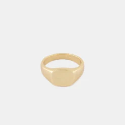 Gold Signet Ring -SERGE DENIMES Shop Gold Signet Ring Product Shot Tilt Grey