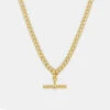 Gold Curb T-Bar Necklace -SERGE DENIMES Shop Gold TBar Chain Product Shot 2 Grey