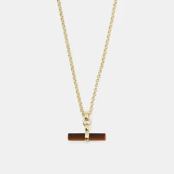 Gold Tigers Eye T-Bar Necklace 11 Gold Tigers Eye T-Bar Necklace -SERGE DENIMES Shop Gold Tigers Eye T Bar Necklace Product Shot 2 Grey 4deb45e1 04fb 4545 8bbe 3ec293f24fe4