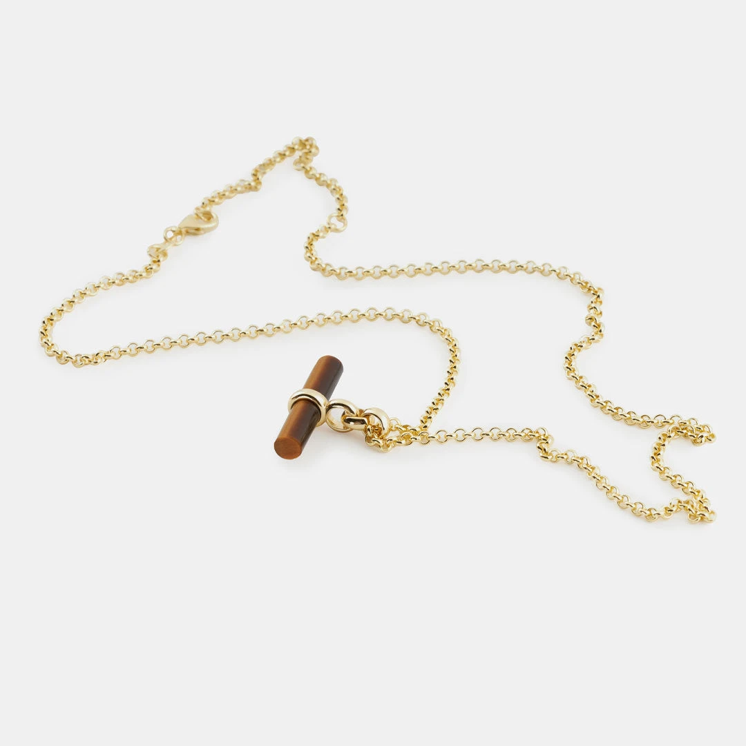 Gold Tigers Eye T-Bar Necklace 8 Gold Tigers Eye T-Bar Necklace - Image 6