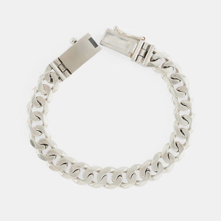 SERGE DENIMES Shop -SERGE DENIMES Shop Silver 10mm Curb Bracelet Grey 1 768x768 1