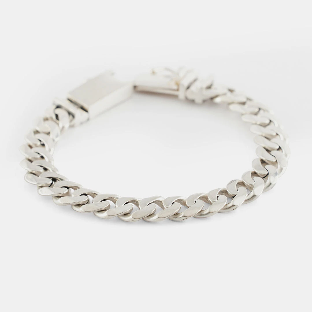 Silver 10mm Curb Bracelet 8 Silver 10mm Curb Bracelet - Image 6