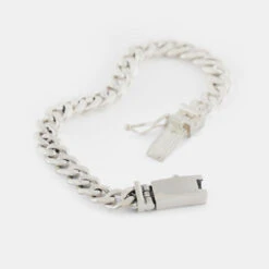 Silver 8mm Curb Bracelet -SERGE DENIMES Shop Silver 8mm Curb Bracelet grey 2 jpg