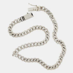 Silver 8mm Curb Chain 16 Silver 8mm Curb Chain -SERGE DENIMES Shop Silver 8mm Curb Chain Product Shot 4 Grey