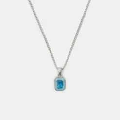 Silver Blue Blush Necklace -SERGE DENIMES Shop Silver Blue Blush Necklace Product Shot Grey