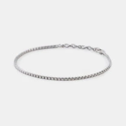 Silver Box Chain Bracelet 17 Silver Box Chain Bracelet -SERGE DENIMES Shop Silver Box Chain Bracelet Product Shot 3 Grey