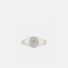 Silver Diamond Signet Ring -SERGE DENIMES Shop Silver Brushed Diamond Signet Ring Product Shot 2 Grey