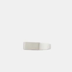 Silver Brushed Rectangle Ring -SERGE DENIMES Shop Silver Brushed Rectangle Ring Product Shot Grey