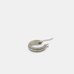 Silver Cable Hoop Earring -SERGE DENIMES Shop Silver Cable Hoop Earring Grey 2
