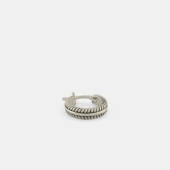Silver Cable Hoop Earring -SERGE DENIMES Shop Silver Cable Hoop Earring Grey 3