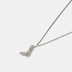 Silver Cowboy Boot Necklace 14 Silver Cowboy Boot Necklace -SERGE DENIMES Shop Silver Cowboy Boot Necklace Grey 2