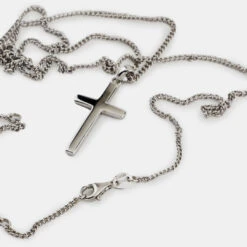 Silver Cross Necklace 18 Silver Cross Necklace -SERGE DENIMES Shop Silver Cross Necklace Product Shot 4 Grey