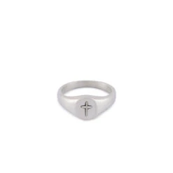 Silver Cross Signet Ring
