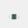 Silver Cushion Malachite Ring 1 Silver Cushion Malachite Ring -SERGE DENIMES Shop Silver Cushion Malachite Ring Product Shot 2 Grey