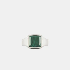 Silver Cushion Malachite Ring