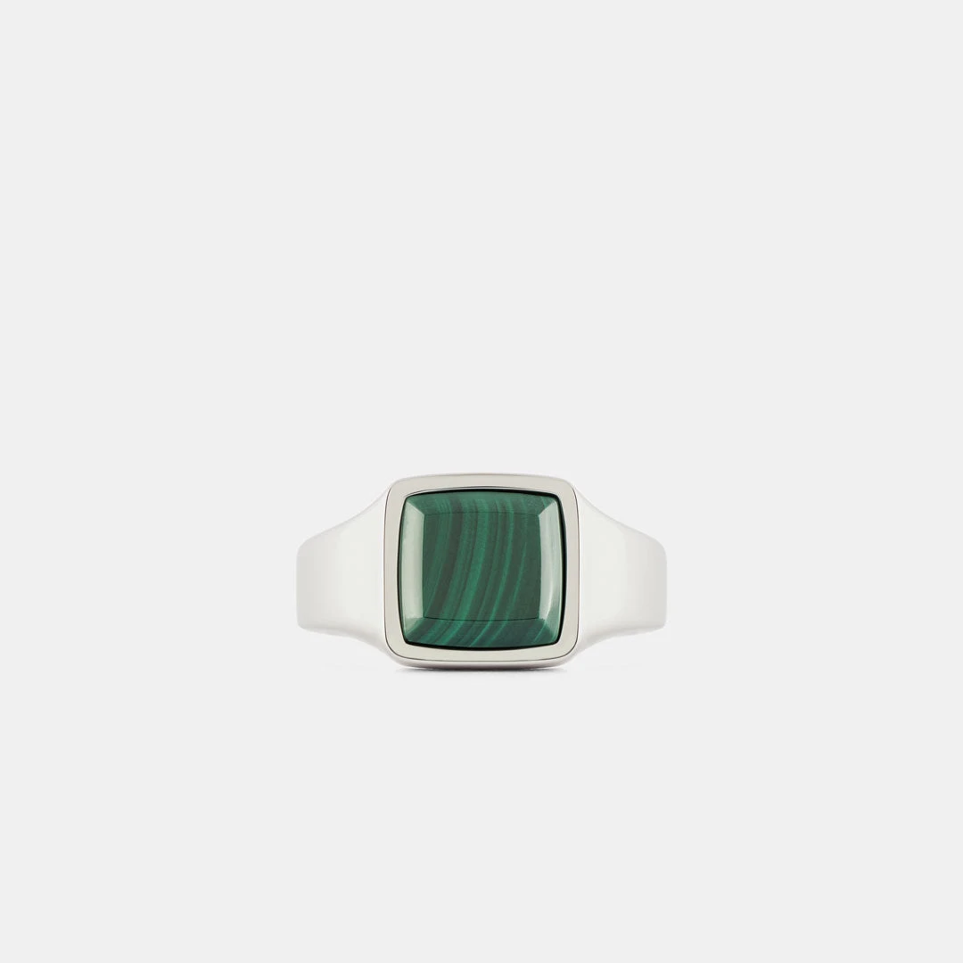 Silver Cushion Malachite Ring 3 Silver Cushion Malachite Ring