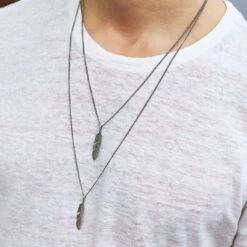 Silver Ethereal Feather Necklace 20 Silver Ethereal Feather Necklace -SERGE DENIMES Shop Silver Ethereal Feather Necklace