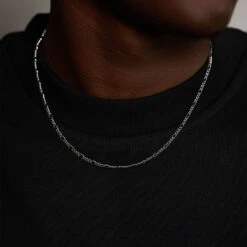 Silver Figaro Necklace -SERGE DENIMES Shop Silver Figaro Necklace Model