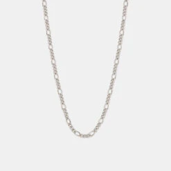 Silver Figaro Necklace -SERGE DENIMES Shop Silver Figaro Necklace Product Shot Grey