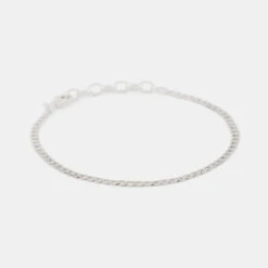 Silver Flat Cuban Chain Bracelet 13 Silver Flat Cuban Chain Bracelet -SERGE DENIMES Shop Silver Flat Cuban Chain Bracelet Grey 1