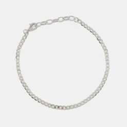 Silver Flat Cuban Chain Bracelet 14 Silver Flat Cuban Chain Bracelet -SERGE DENIMES Shop Silver Flat Cuban Chain Bracelet Grey 2