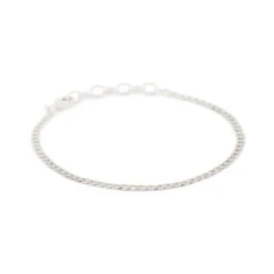 Silver Flat Cuban Chain Bracelet