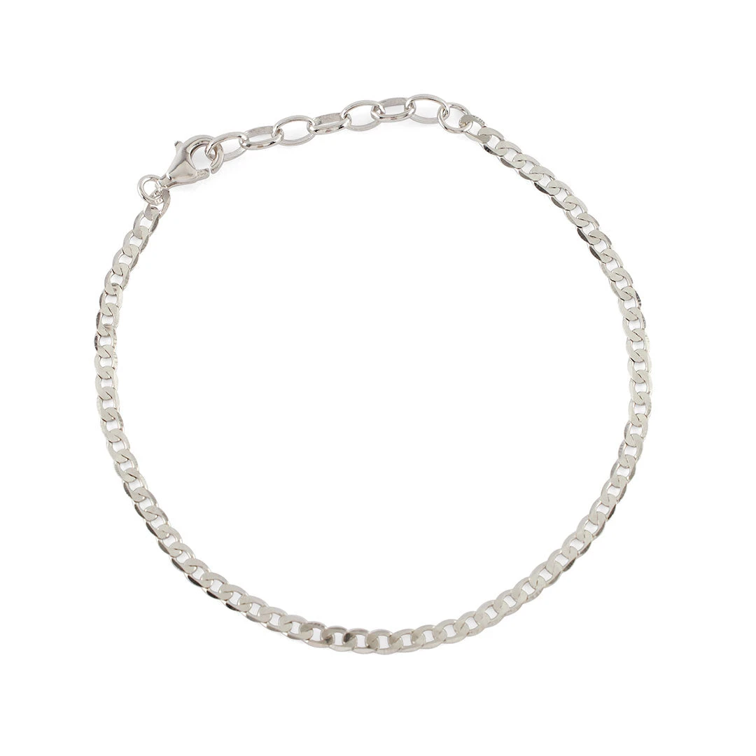 Silver Flat Cuban Chain Bracelet 4 Silver Flat Cuban Chain Bracelet - Image 2