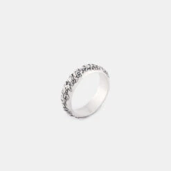 Silver Frieze Ring 14 Silver Frieze Ring -SERGE DENIMES Shop Silver Frieze Ring Product Shot Tilt 3 Grey