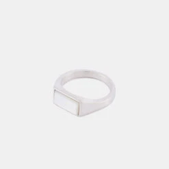 Silver Mother Of Pearl Rectangle Ring 14 Silver Mother Of Pearl Rectangle Ring -SERGE DENIMES Shop Silver Mother of Pearl Rectangle Ring Product Shot 3 Grey 74bed7ca 5f3d 498b bc72 f6b4b2fe56fe