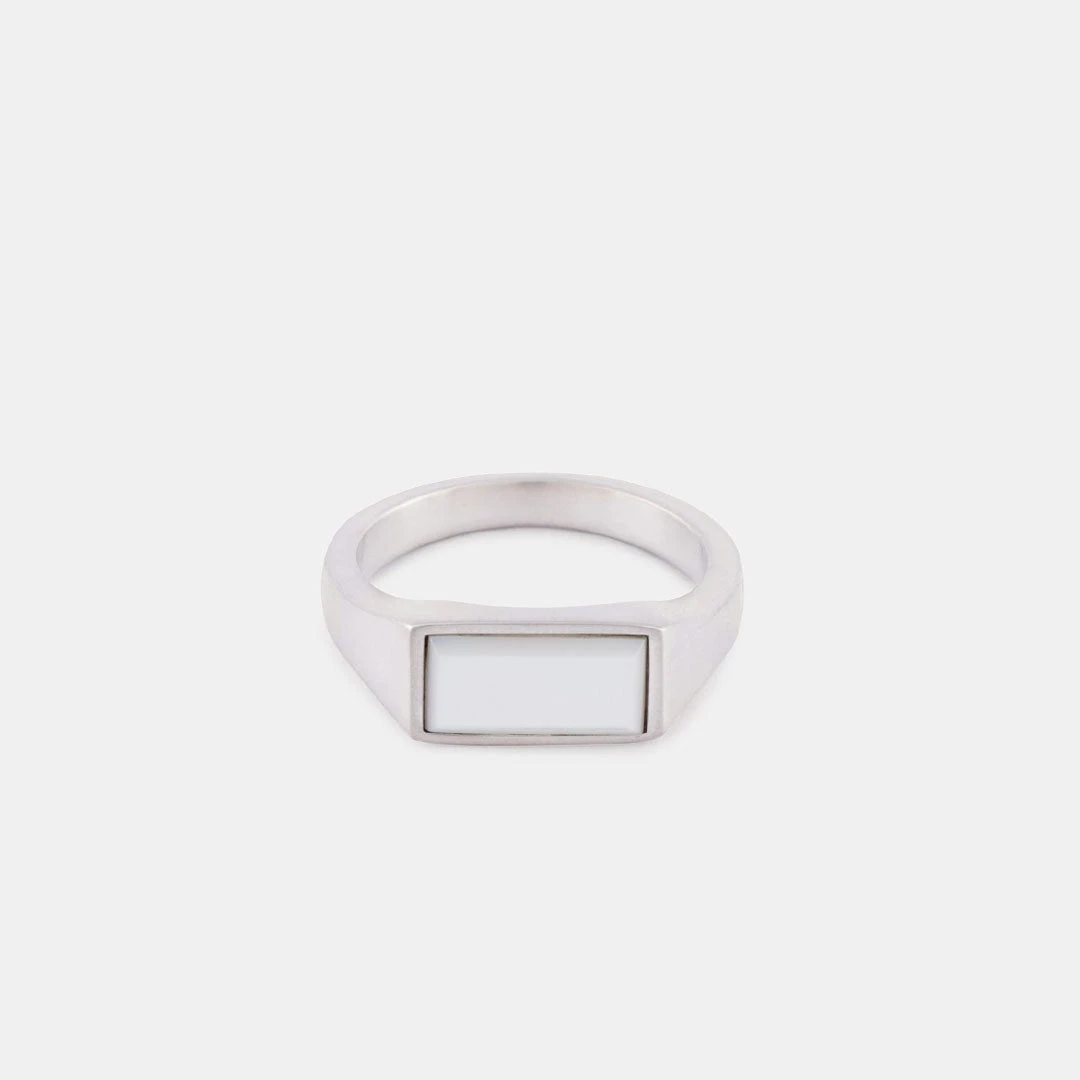 Silver Mother Of Pearl Rectangle Ring 5 Silver Mother Of Pearl Rectangle Ring - Image 3