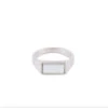 Silver Mother Of Pearl Rectangle Ring -SERGE DENIMES Shop Silver Mother of Pearl Rectangle Ring Product Shot White