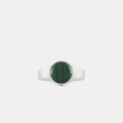 Silver Round Malachite Ring 11 Silver Round Malachite Ring -SERGE DENIMES Shop Silver Round Malachite Ring Product Shot 2 Grey d76889d9 ebd3 40d3 bf07 d943b314866d