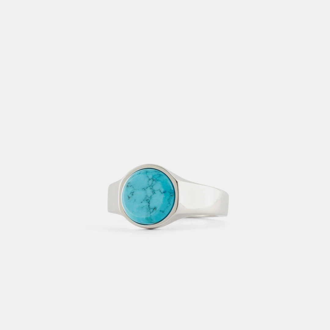 Silver Round Turquoise Ring 8 Silver Round Turquoise Ring - Image 6