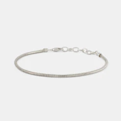 Silver Rounded Snake Chain Bracelet 11 Silver Rounded Snake Chain Bracelet -SERGE DENIMES Shop Silver Rounded Snake Chain Bracelet Grey 1