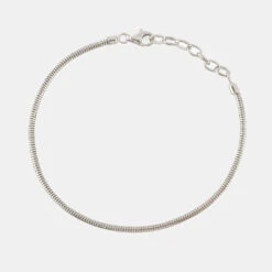 Silver Rounded Snake Chain Bracelet 12 Silver Rounded Snake Chain Bracelet -SERGE DENIMES Shop Silver Rounded Snake Chain Bracelet Grey 2