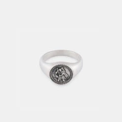 Silver St Christopher Ring 14 Silver St Christopher Ring -SERGE DENIMES Shop Silver St Christopher Ring Product Shot Tilt Grey
