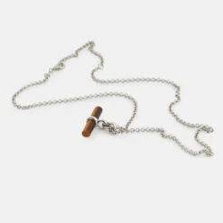 Silver Tigers Eye T-Bar Necklace 14 Silver Tigers Eye T-Bar Necklace -SERGE DENIMES Shop Silver Tigers Eye TBar Necklace Product Shot 3 Grey